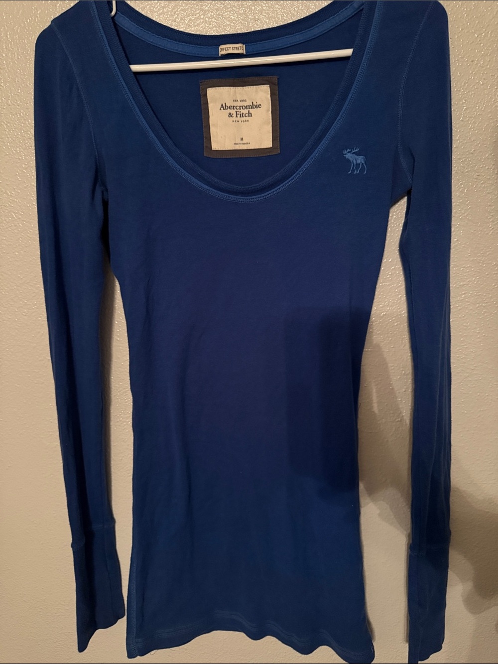 Abercrombie & Fitch Women's Scoop Neck Long Sleeve Top - Royal Blue